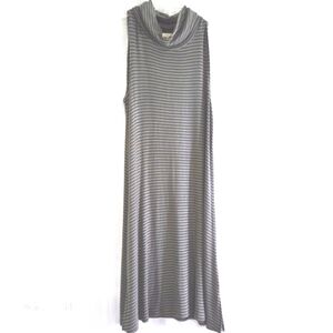 Cupio Black and Gray Striped Maxi Dress